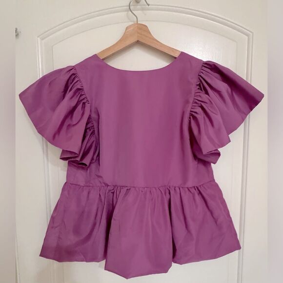 Express Square Neck Flutter Sleeve Peplum Babydoll Top Size M - Picture 7 of 12